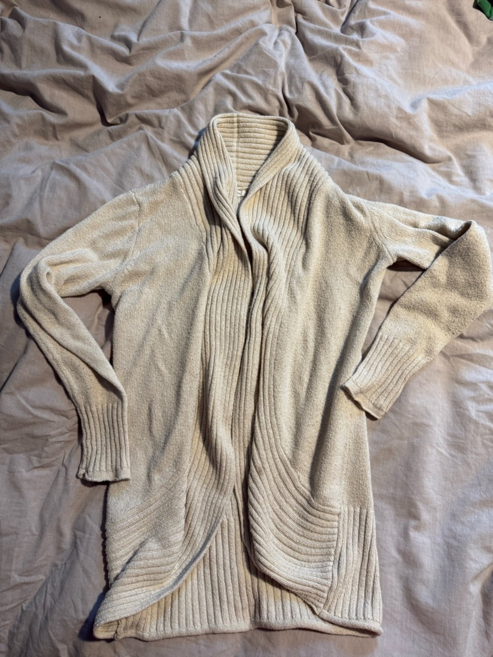 Maurices Cream Open-Front Shawl-Collar Cardigan